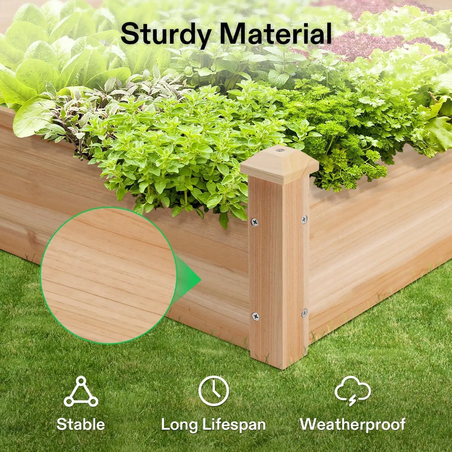 3 Tier Wooden Raised Garden Bed 42.5x34.5x15 Inches for Outdoor Planting