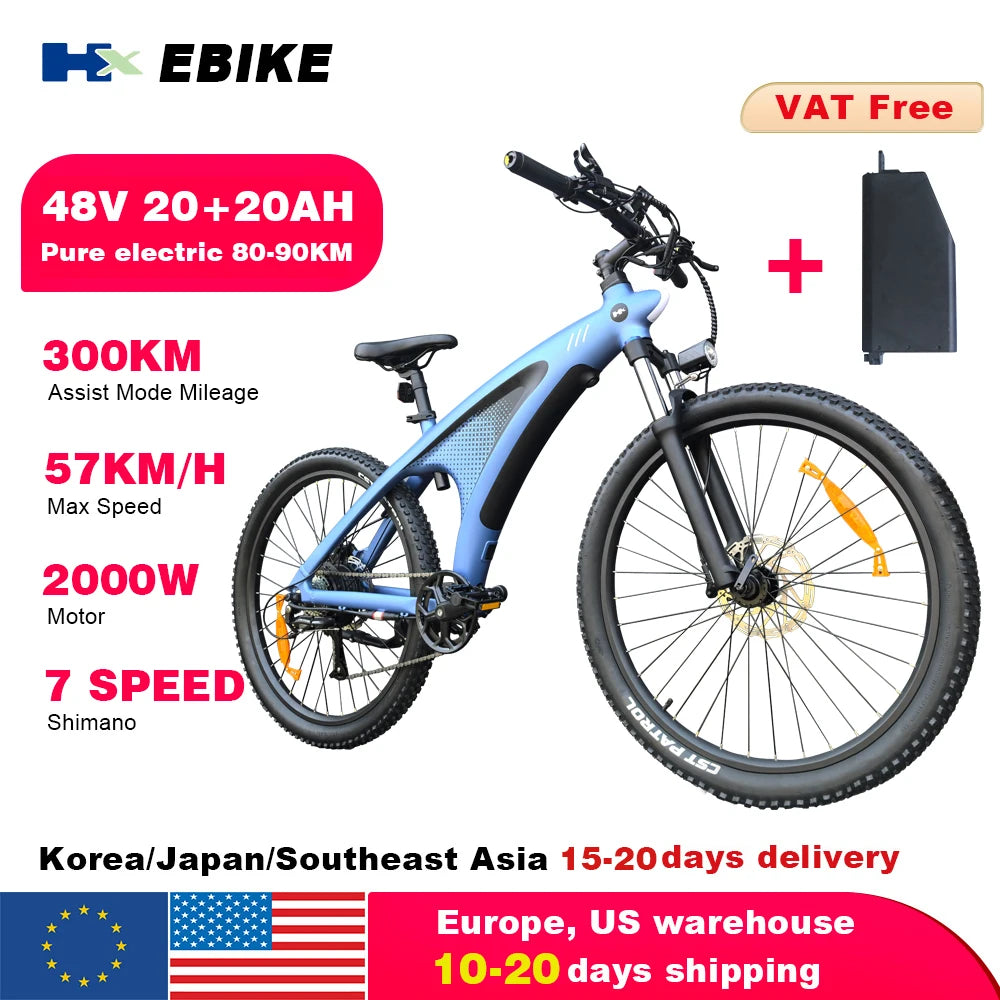 HX Q5 2000W Electric Mountain E Bike 48V 20Ah Off Road