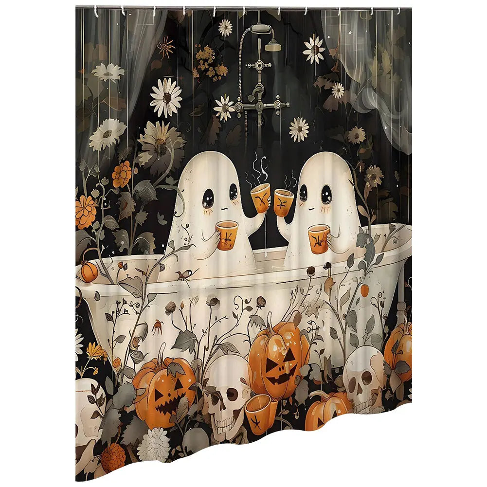Cute Cartoon Ghost Shower Curtain Halloween Polyester