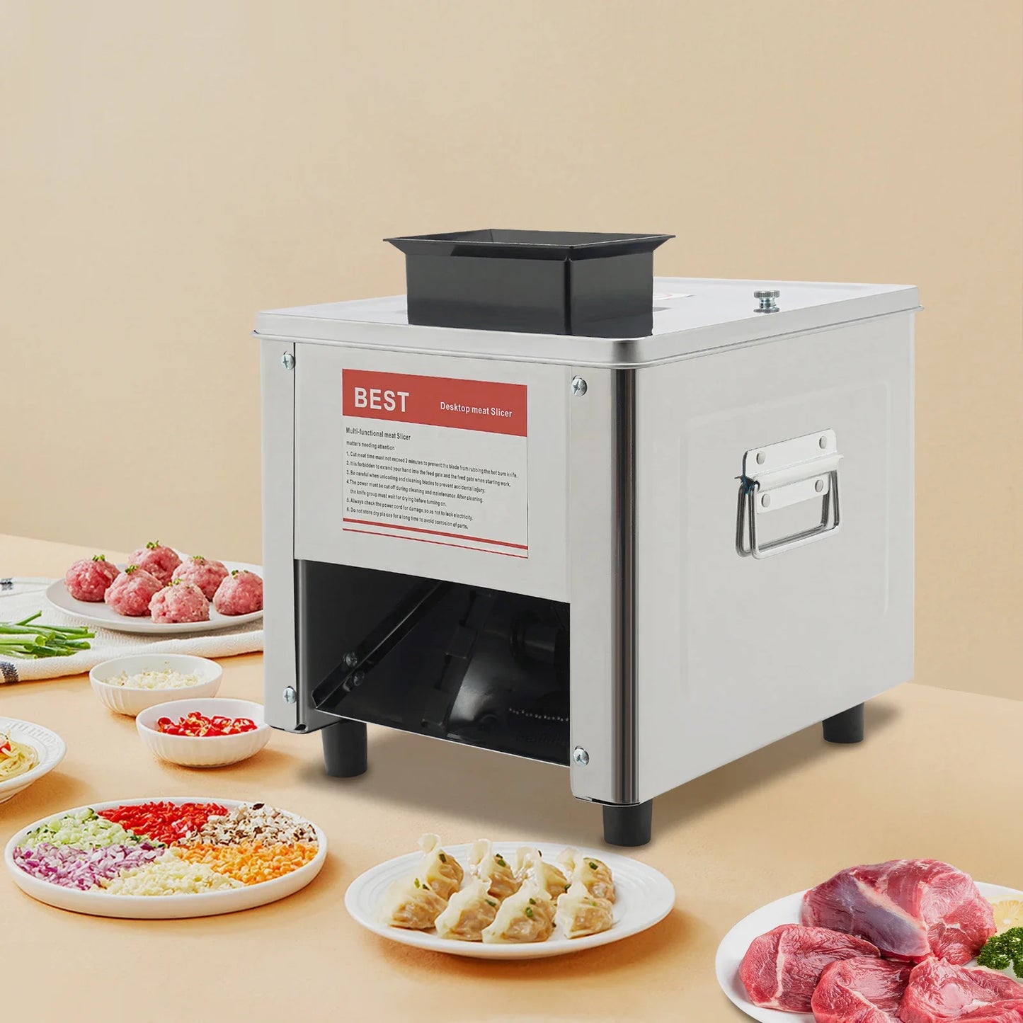 850W Electric Meat Cutter Stainless Steel Slicer US 110V