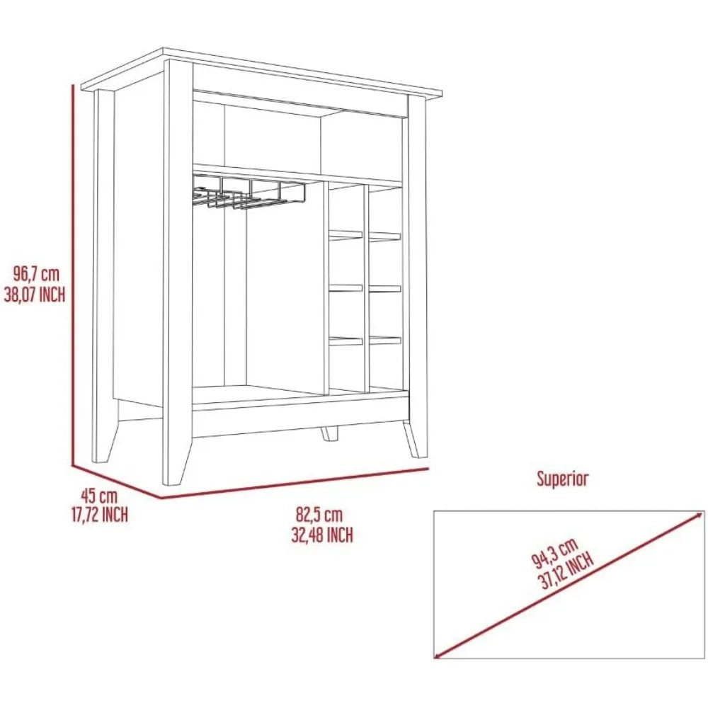Light Gray Bar Cabinet With Six Built In Wine Racks