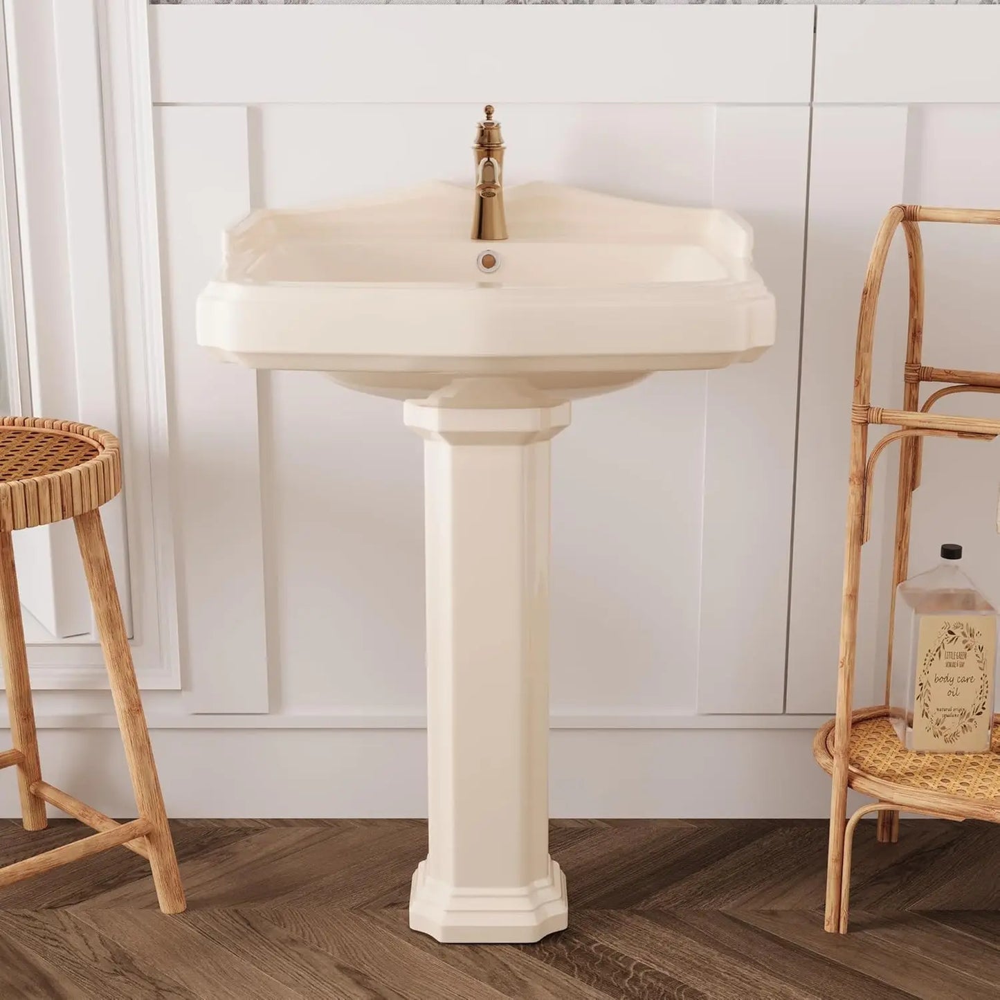 Black Ceramic Pedestal Sink Combo for Bathroom 23x19