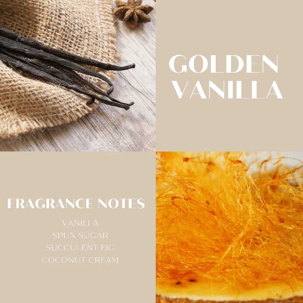 Golden Vanilla Scented Candle 14.5 Oz With 3 Cotton Wicks