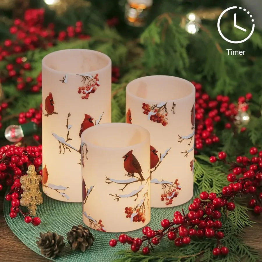 Flameless LED Candles With Timer 3D Wick Halloween Pillar