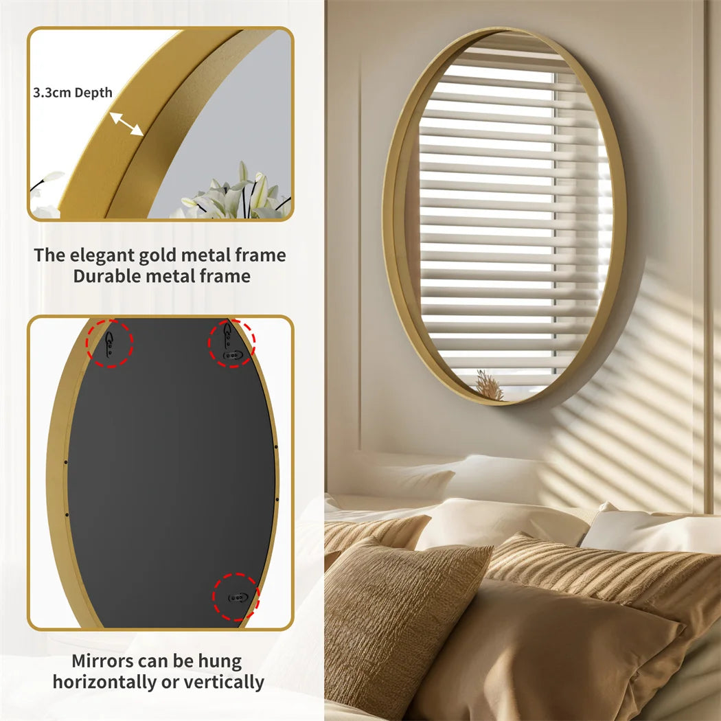 LUVODI Brushed Gold Mirror with Metal Frame for Living Room Entryway and Vanity Wall Decor