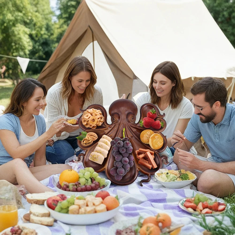 Octopus Charcuterie Platter Wood Serving Tray For Home Use