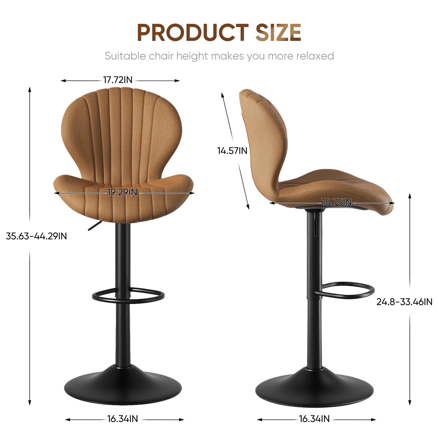 Modern Dining Chair Set 2 Pieces Bar Stools With Backrest
