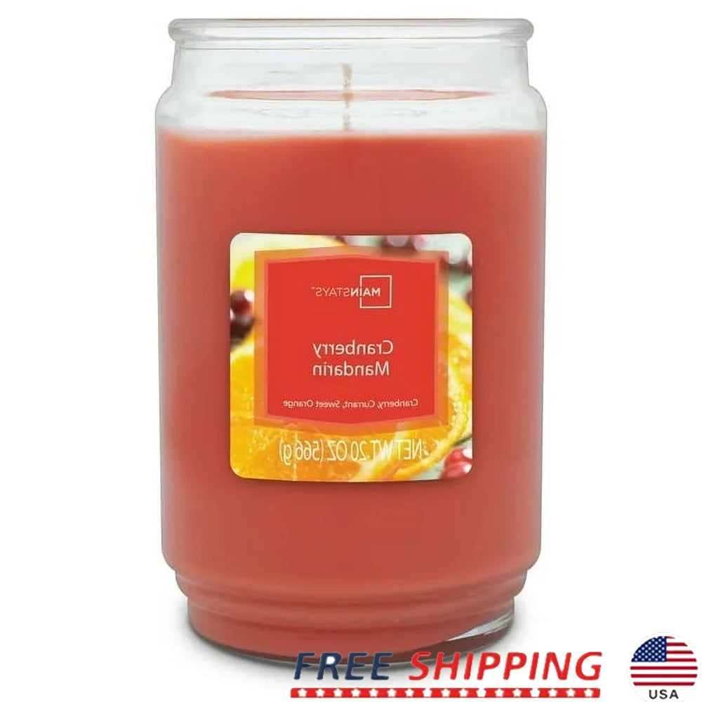 Cranberry Mandarin Scented Glass Jar Candle 20 Oz Aroma