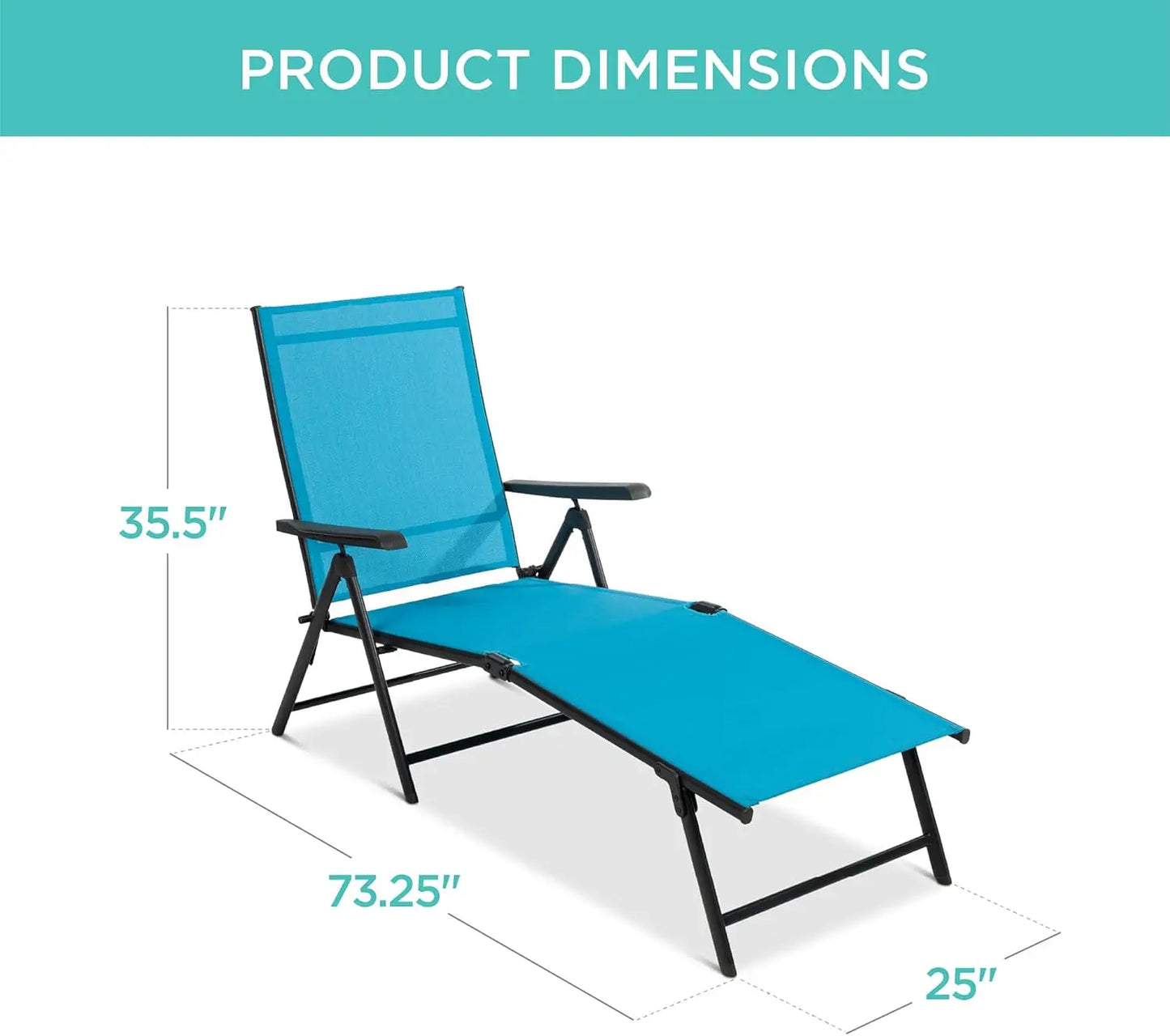 Set of 2 Adjustable Outdoor Patio Chaise Lounge Chairs Folding Reclining Pool Loungers for Poolside Deck and Backyard