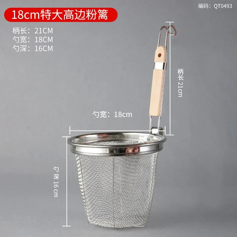 Stainless Steel Colander With Wooden Handle Mesh Strainer