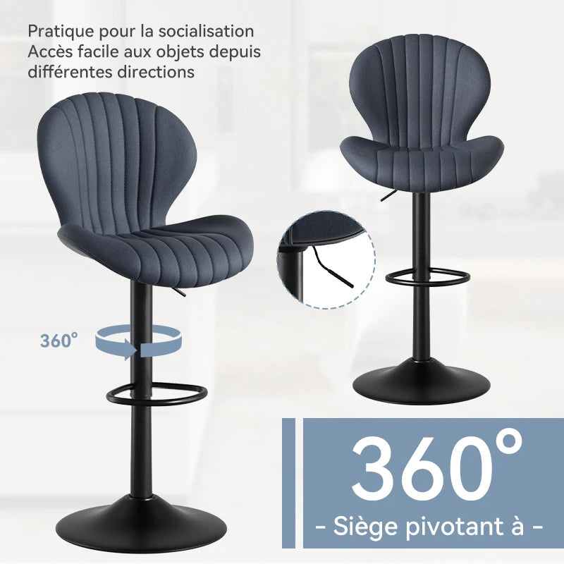 2 Pack Bar Chairs 360 Rotating Leather Backrest Dining Room