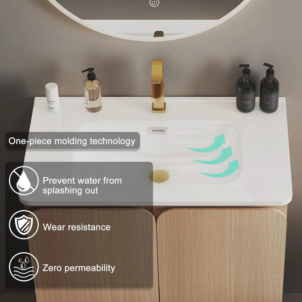 30 Inch Freestanding Bathroom Vanity With Overflow Sink