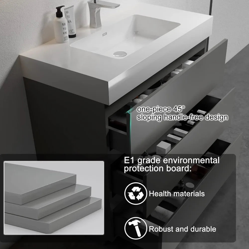 Alice 36 Inch Bathroom Vanity With Overflow And Sink