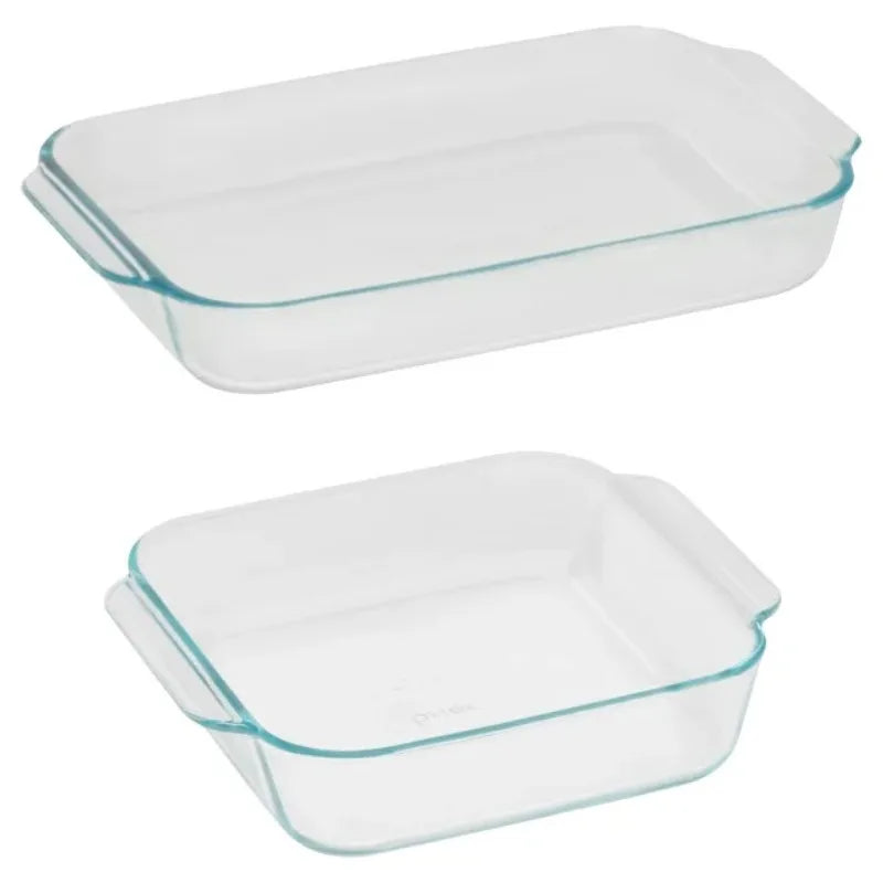 Basics Glass Bakeware Set Value Pack Two Piece Durable Tempered Glass Cookware