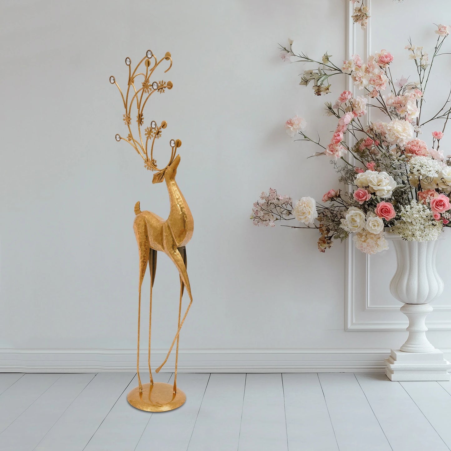 House Studio Gold Reindeer Statue Christmas Decor Indoor