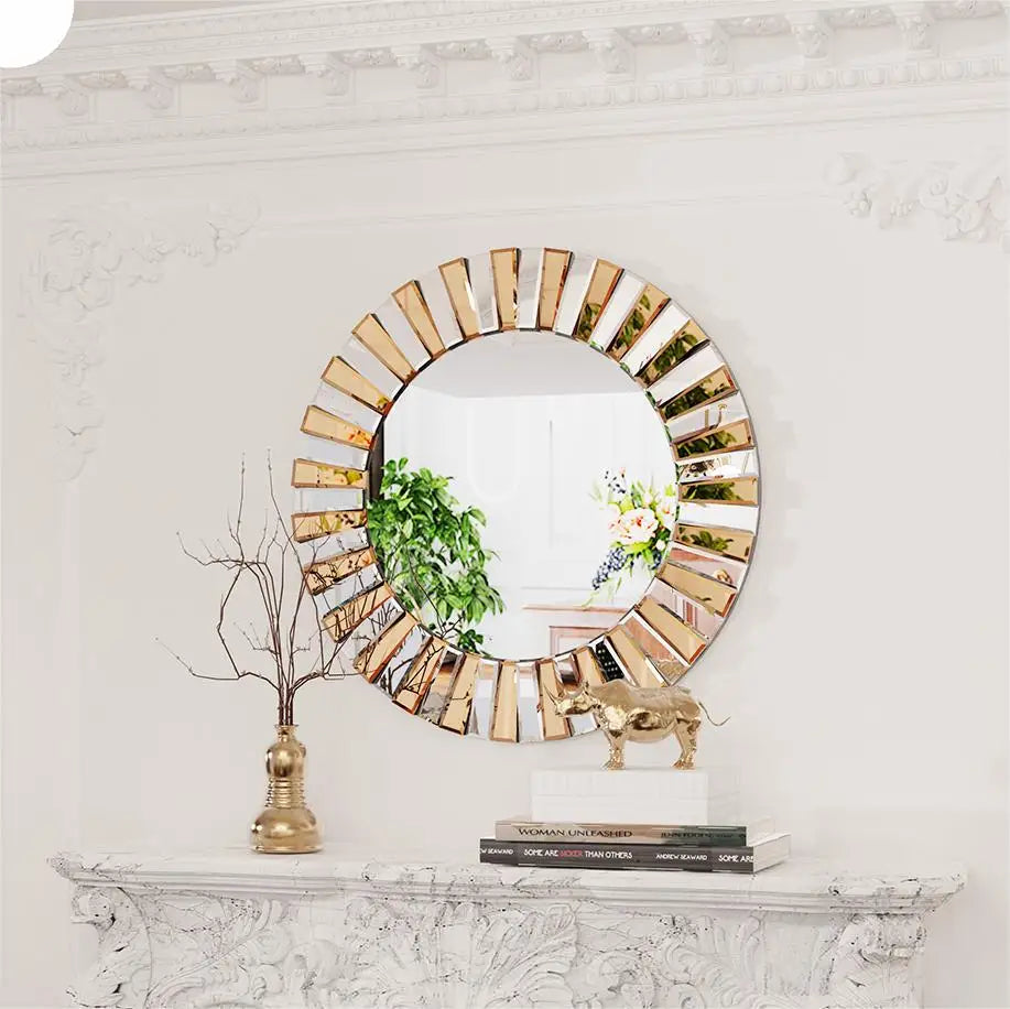 ML Enthusiasm Decorative Wall Accent Mirror Round Starburst Venetian Mirror for Entrance Hallway Bathroom