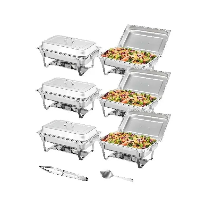 Vevor 8QT Rectangle Chafing Dish Set 4 Pack Stainless Steel Buffet Server Food Warmer Catering Equipment