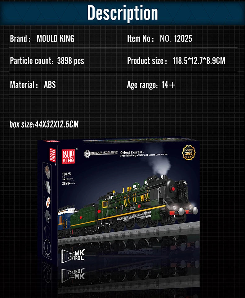 Mould King 12025 Motorized SNCF 231 Steam Locomotive Building Block Set