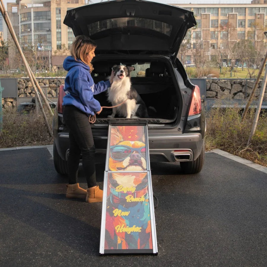 Retractable Aluminum Dog Ramp For Cars SUVs Non Slip