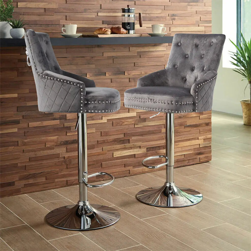 LUVODI Luxury Velvet Bar Stool With 360 Swivel Gas Lift