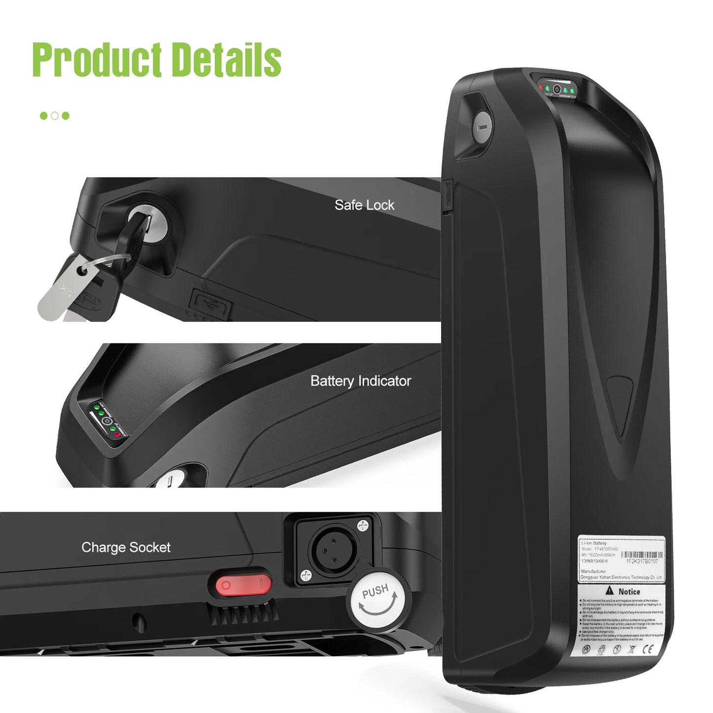 Ebike Battery 48V Lithium Pack For Bafang Tongsheng