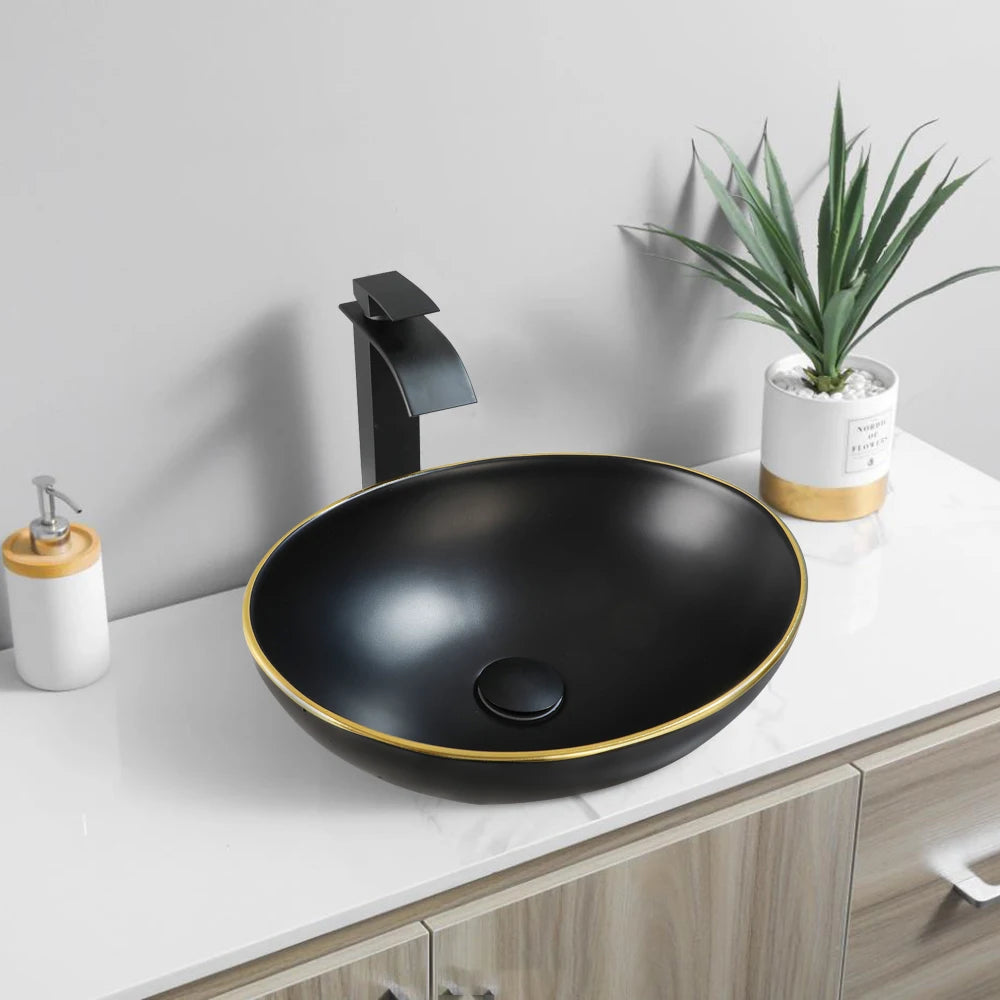 ZAPPO Marbling Rectangle Vessel Sink With Faucet Drain
