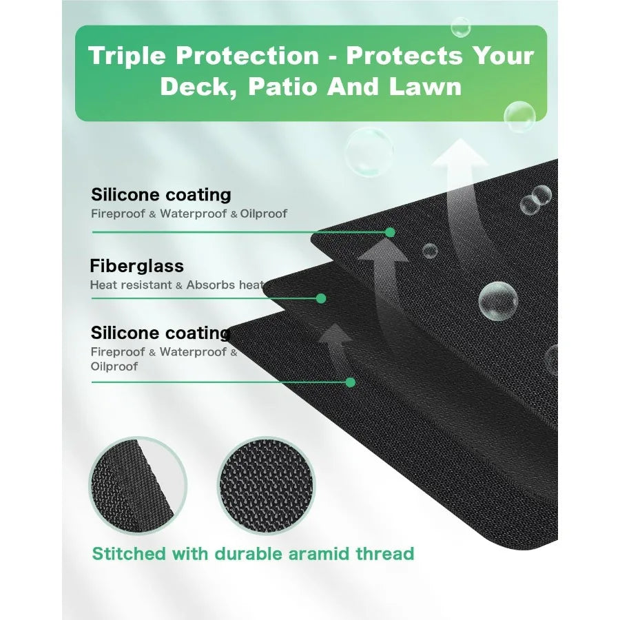 Large 76 By 52 Inches Under Grill Mats Outdoor Fireproof