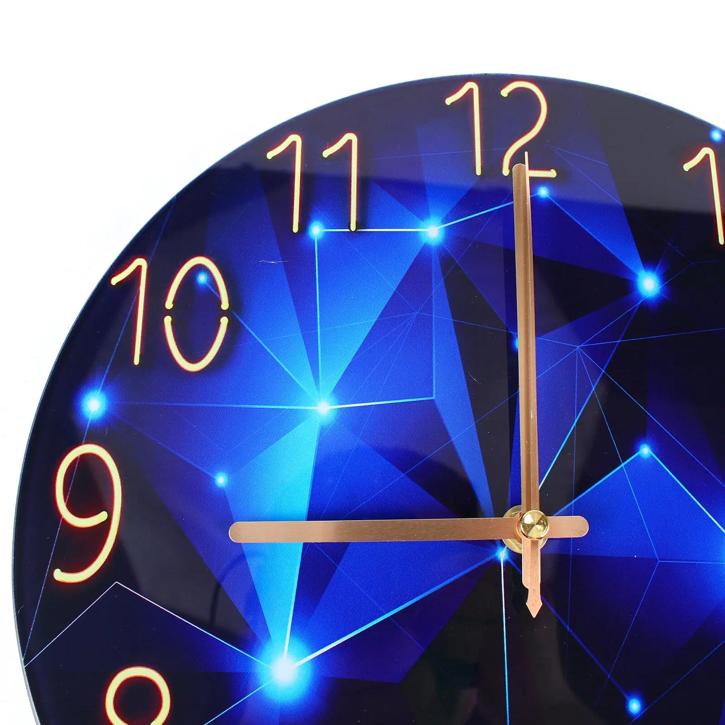 12 Inch Silent Blue Diamond Round Wall Clock Decorative Modern Style Interior Clock