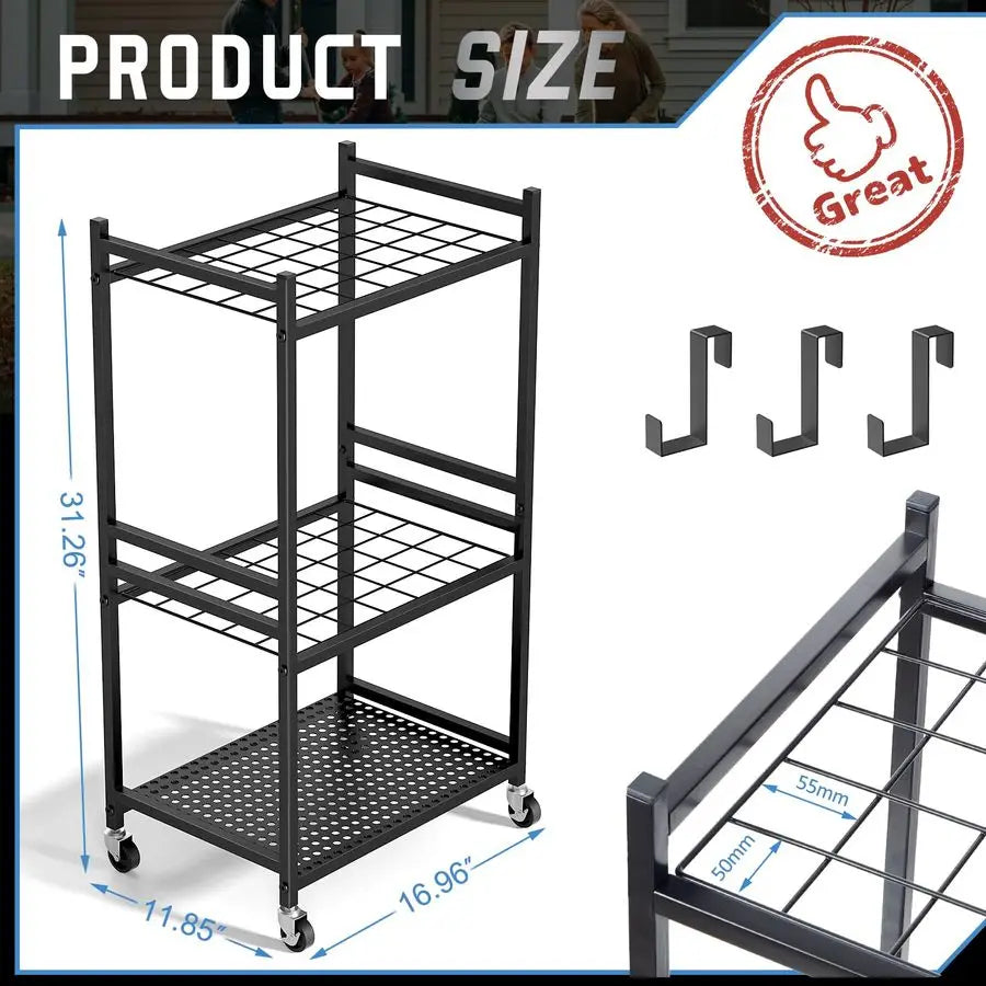 XMSJ Wheel Organizer Tower Rack For Garage Storage Holds 35 Long Handled Tools