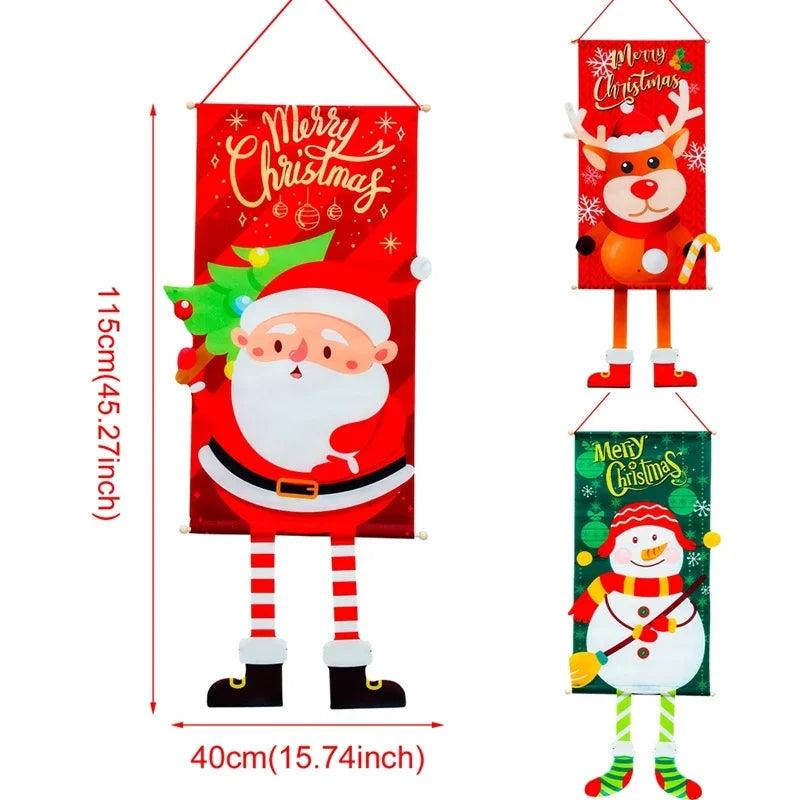 2025 Christmas Hanging Flag Banner For Door Decorations