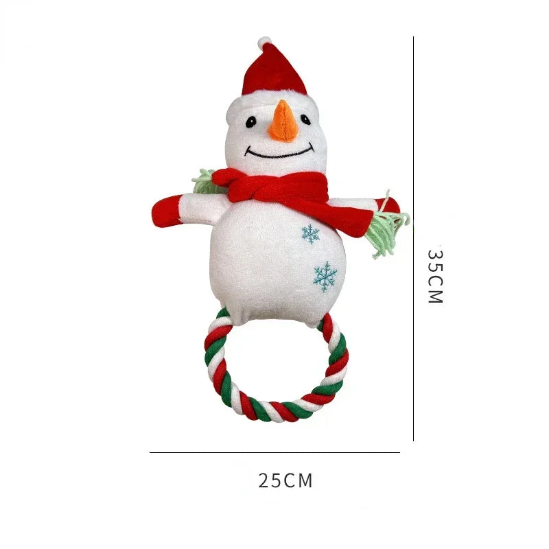 Pet Christmas Plush Dog Toys Santa Claus Snowman Interactive