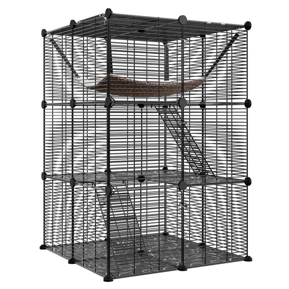 3 Tier Metal Wire Cat Cage With Hammock For 1 To 2 Cats