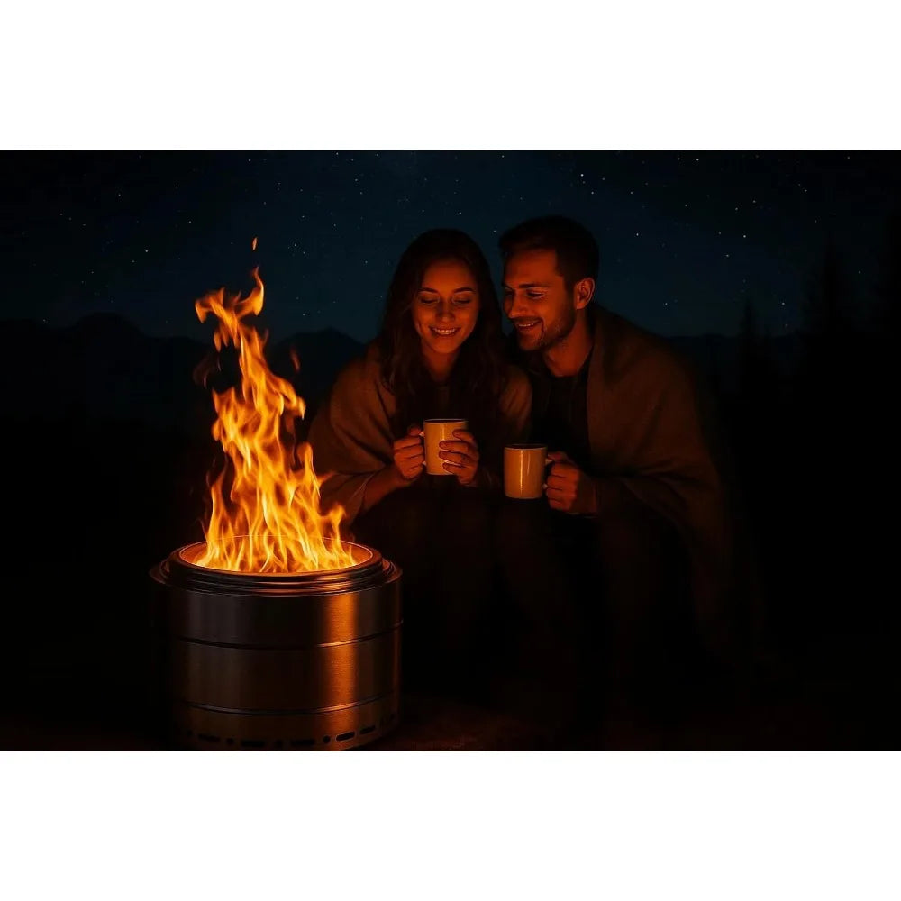 Smokeless 19 Inch Stainless Steel Fire Pit With Ash Pan