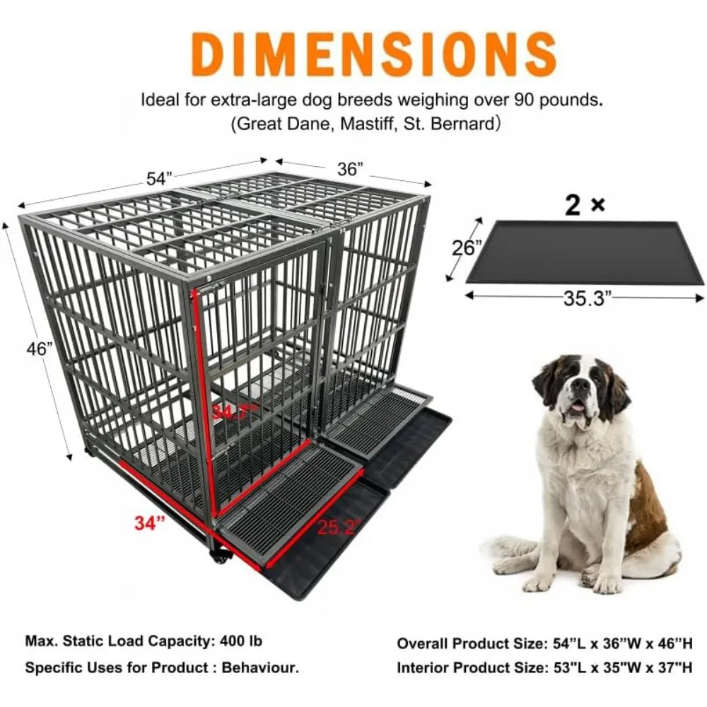 Indestructible Large Dog Crate Escape Proof Heavy Duty Kennel for Anxious Chewers