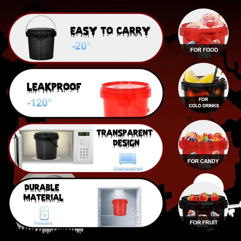 Halloween Candy Buckets 32oz Trick Or Treat Baskets Lid