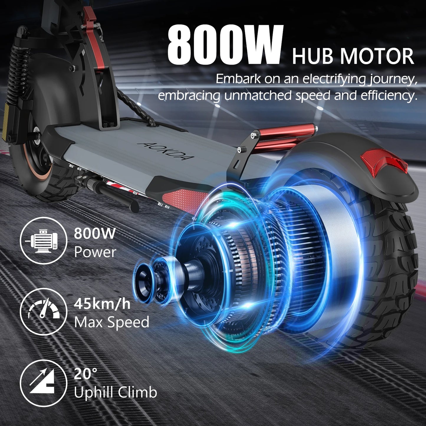 Electric Scooter 800W Peak Power 48V 12.5AH Battery City Transportation 10 Inch All Terrain Tire Foldable E Scooter