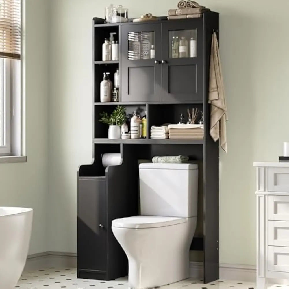 Bathroom Cabinet Over Toilet Glass Doors And Paper Holder