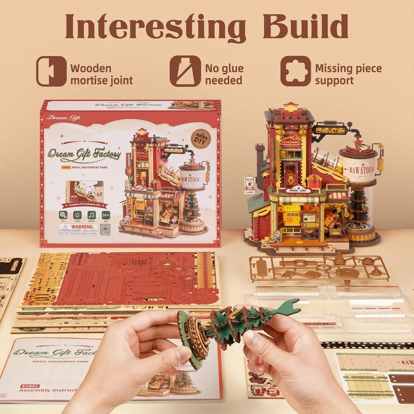 Robotime Rokr Wooden Music Box Dream Gift Factory 3D Kit