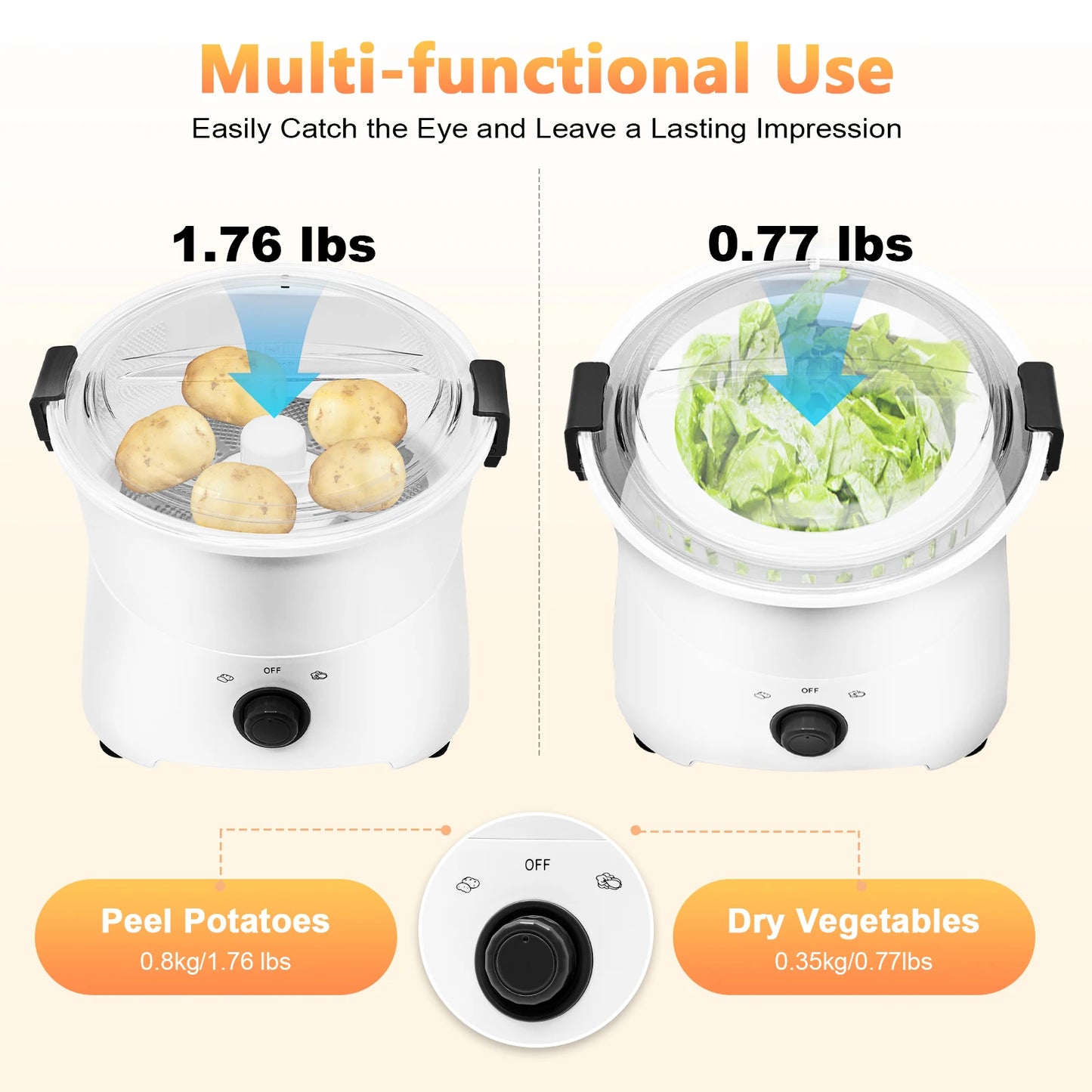 85W Electric Potato Peeler One Button Automatic Spinner