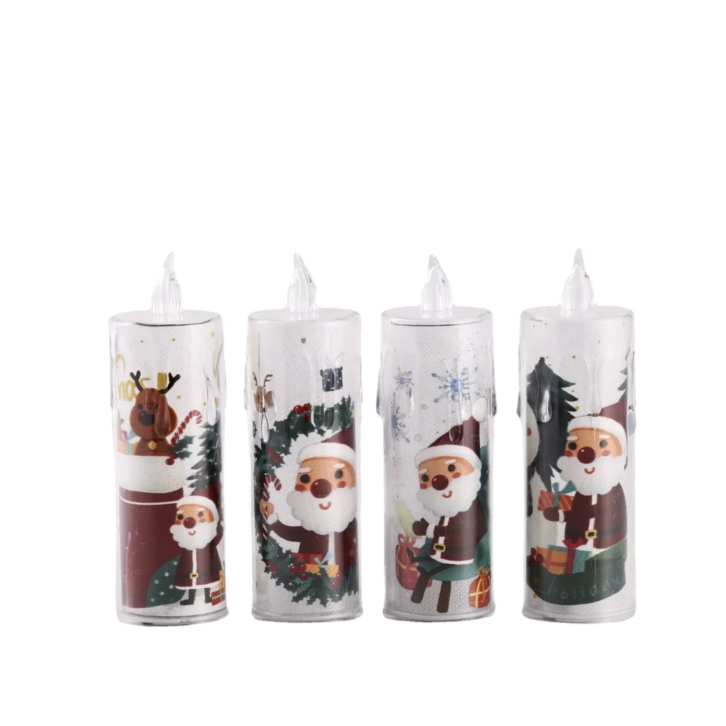Led Light Christmas Candle Ornament Santa Snowman Gift