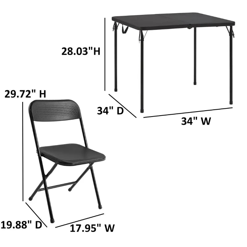Mainstays 5 Piece Resin Folding Table And Chairs Set Black