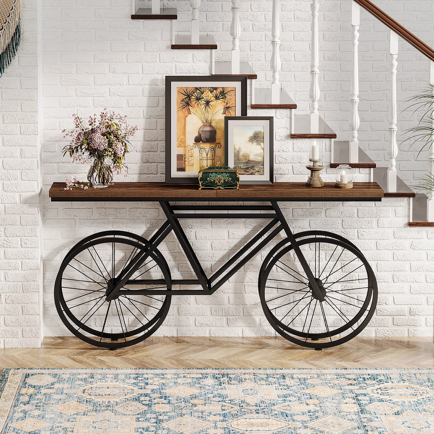 Tribesigns 70.9 Inch Extra Long Console Table Narrow Sofa With Bicycle Base
