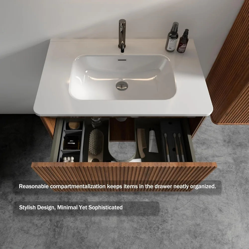 Floating Wall Mounted Bathroom Vanity With Sink And Storage