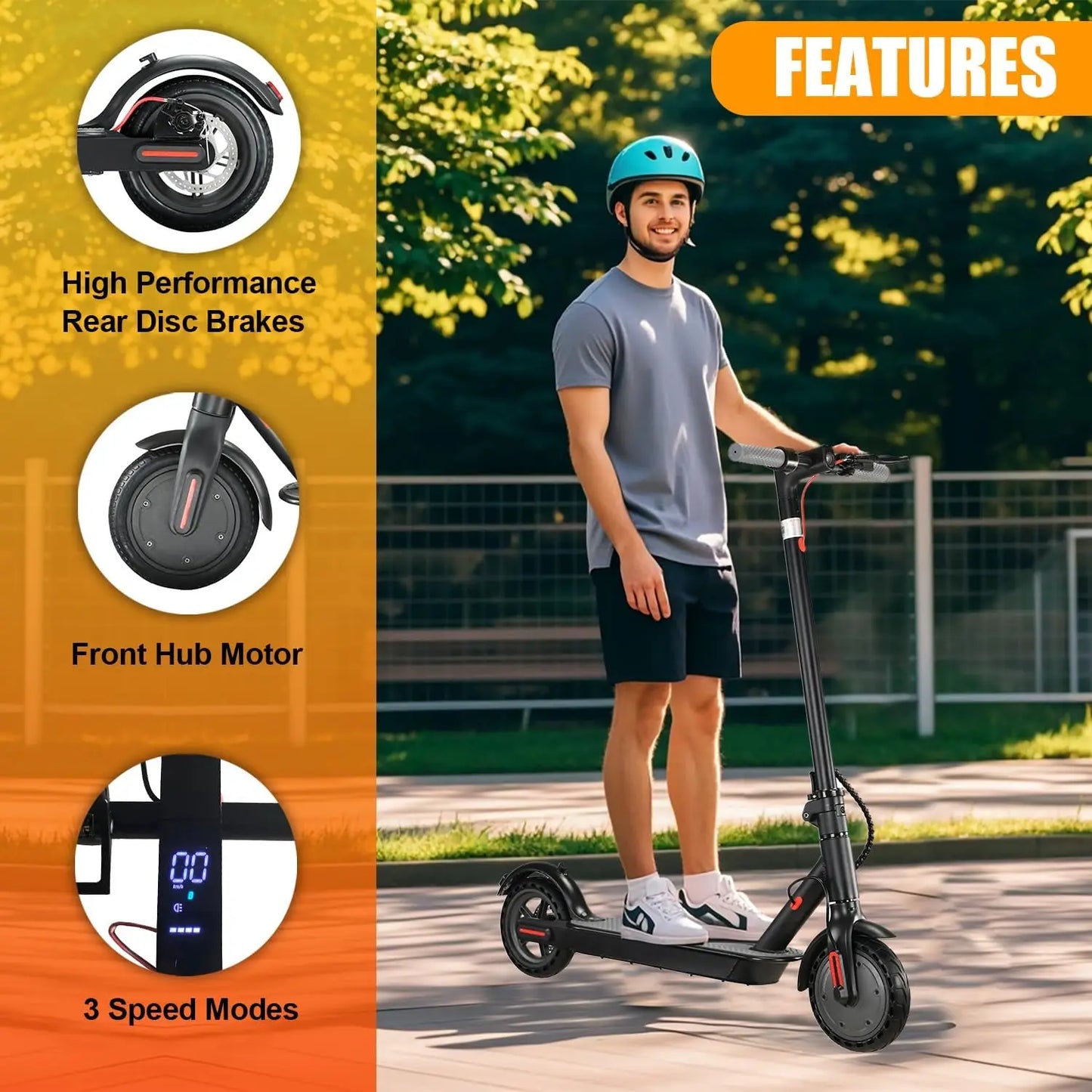 Foldable 350W Electric Scooter 30kmh Explosion Proof Tires