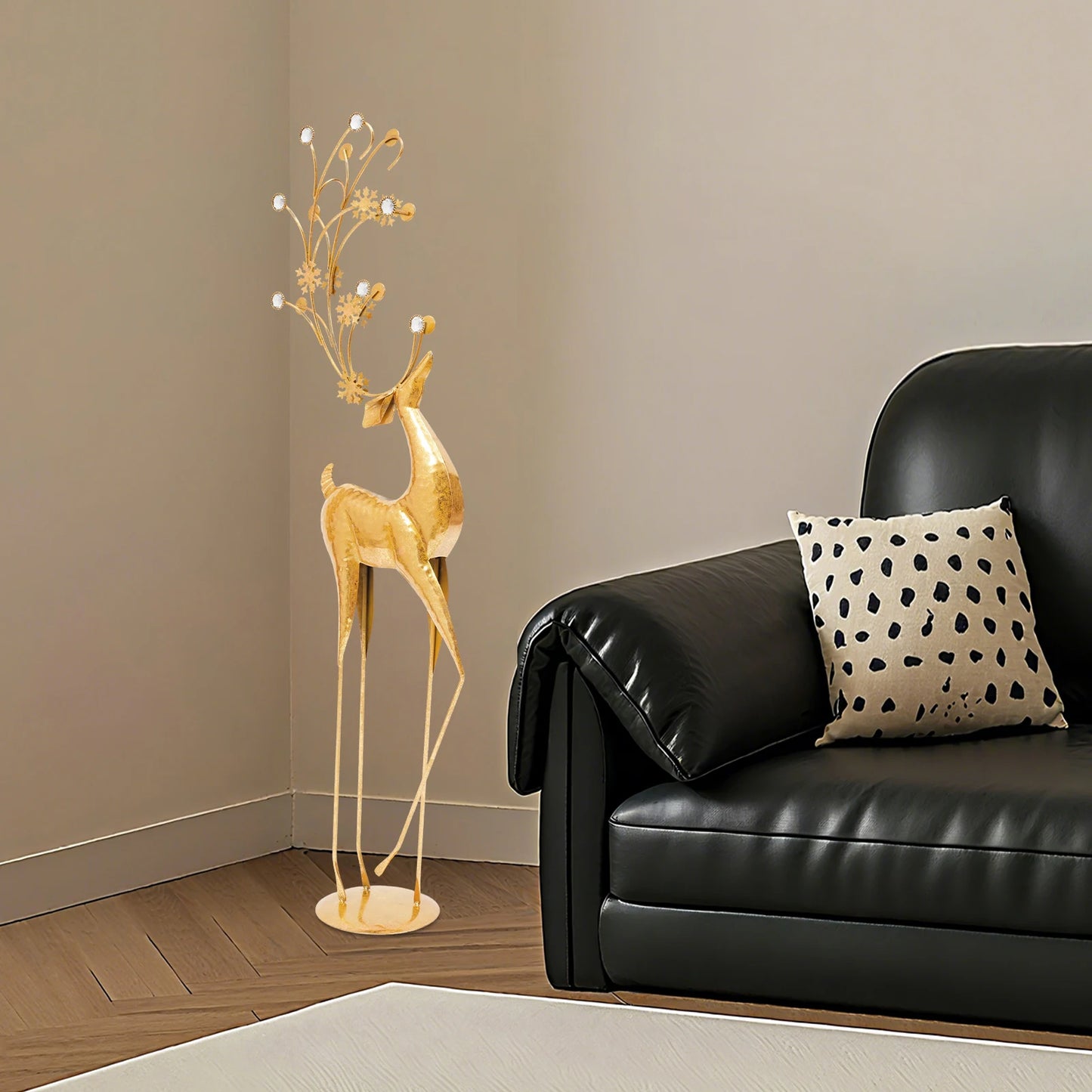 Gold Reindeer Christmas Indoor Large Statue Decor Display