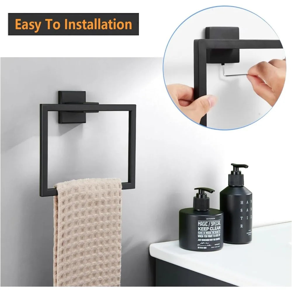 Thickened Stainless Steel Towel Ring Hand Towel Rack Square