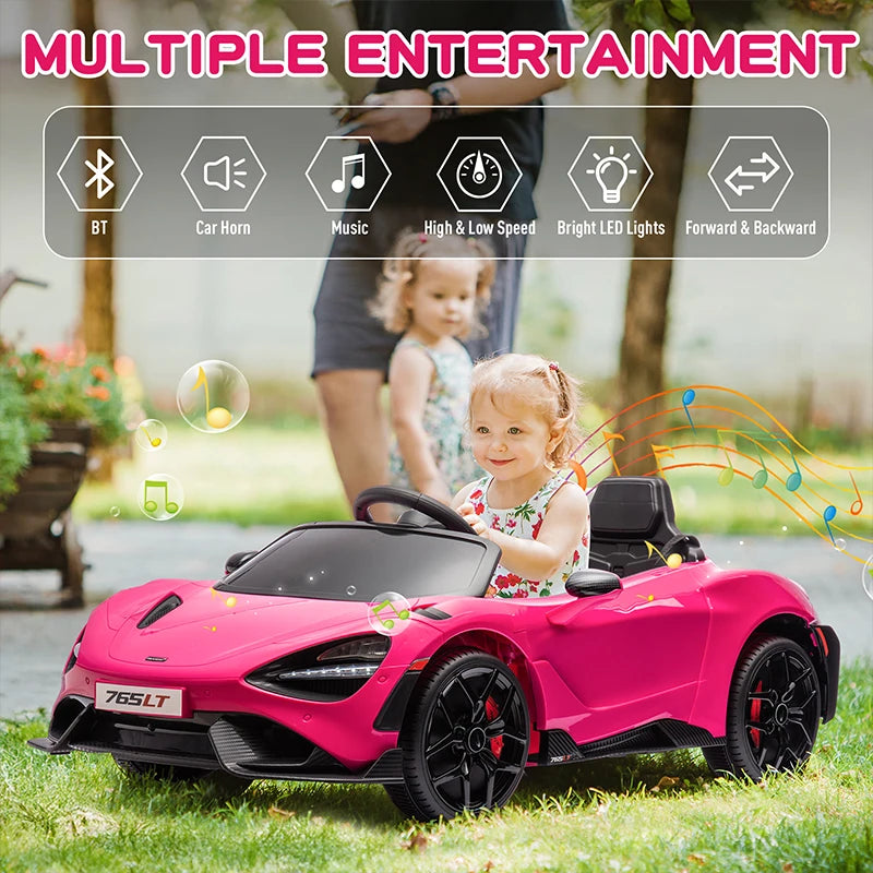 12V Licensed McLaren 765LT Kids Ride On Toy Electric Vehicle for Toddlers Age 3 and Up Battery Powered Ride On Car with Hydraulic Doors