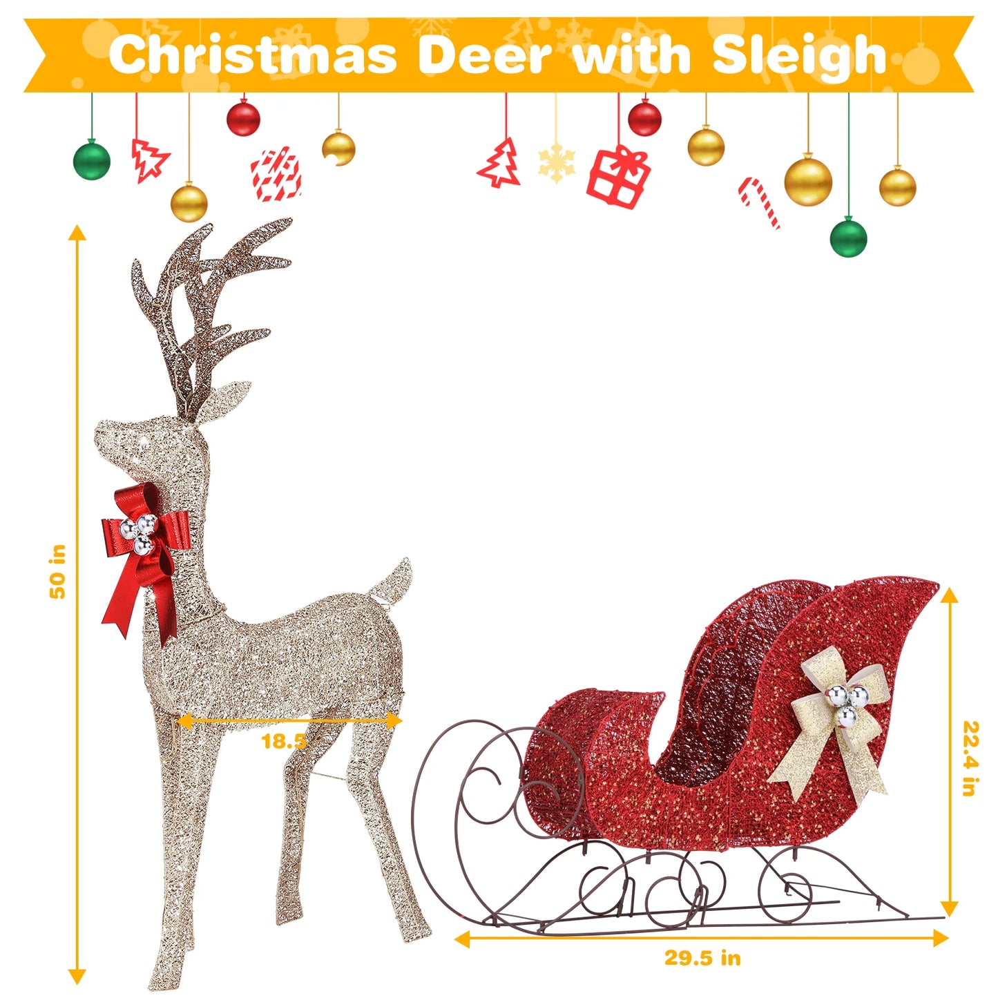 Indoor Outdoor Christmas Deer Family Set With LED Lights