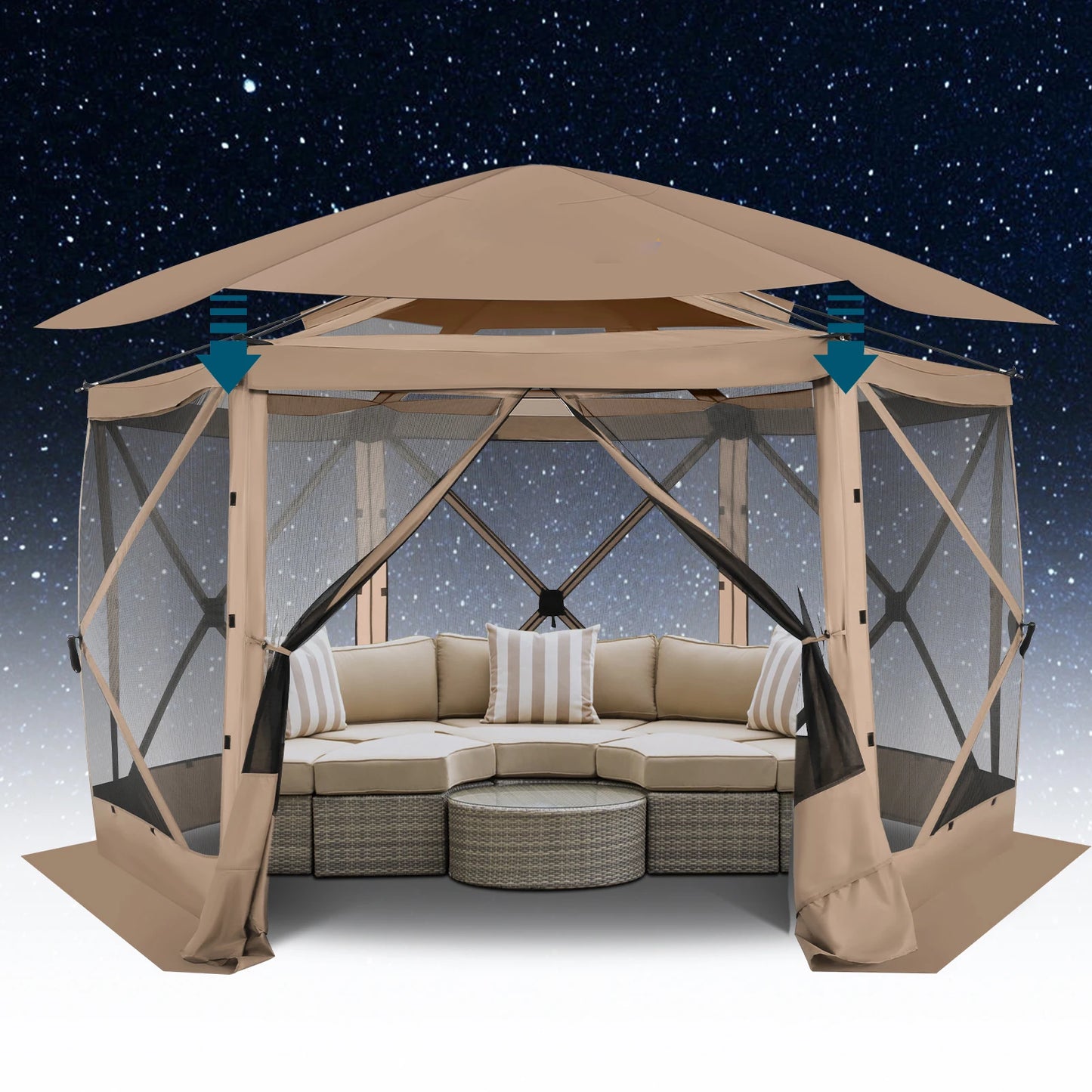 COBIZI Pop Up Gazebo Screen Tent 12x12 Camping Gazebo With Removable Roof Outdoor Screened Gazebo 5 Sidewalls 1800mm 300D Oxford