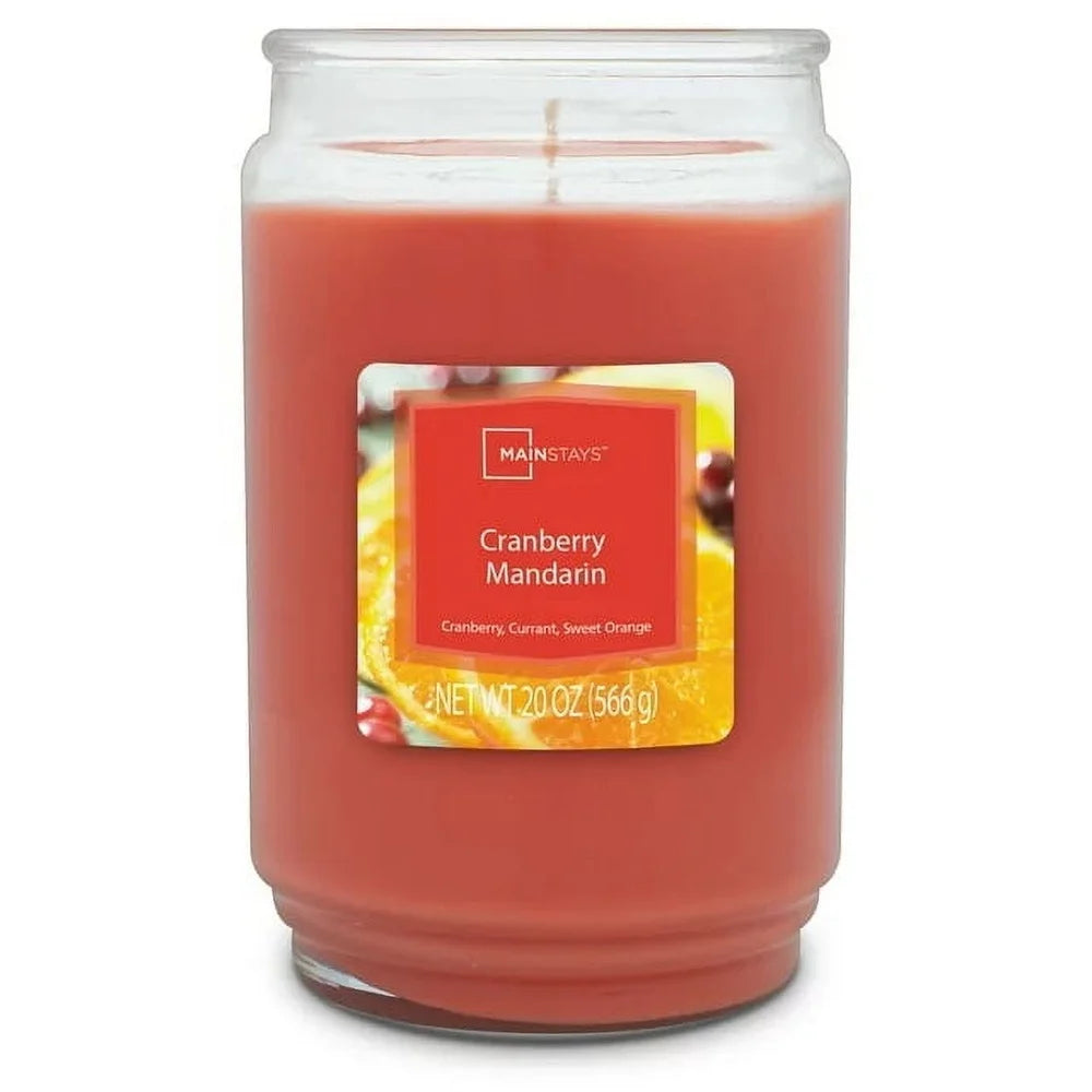 Cranberry Mandarin Scented Glass Jar Candle 20 Oz Aroma